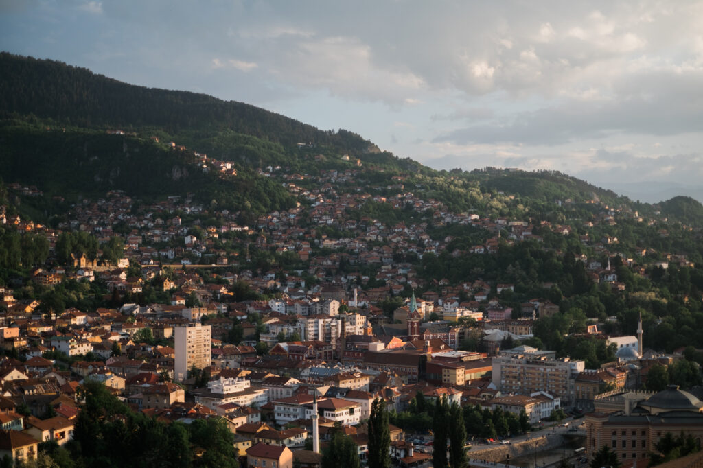 Sarajevo, evening shot of the city