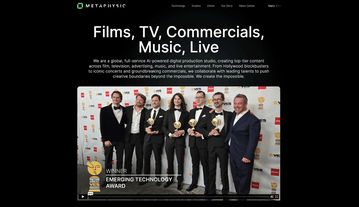 Metaphysic website, VES Awards